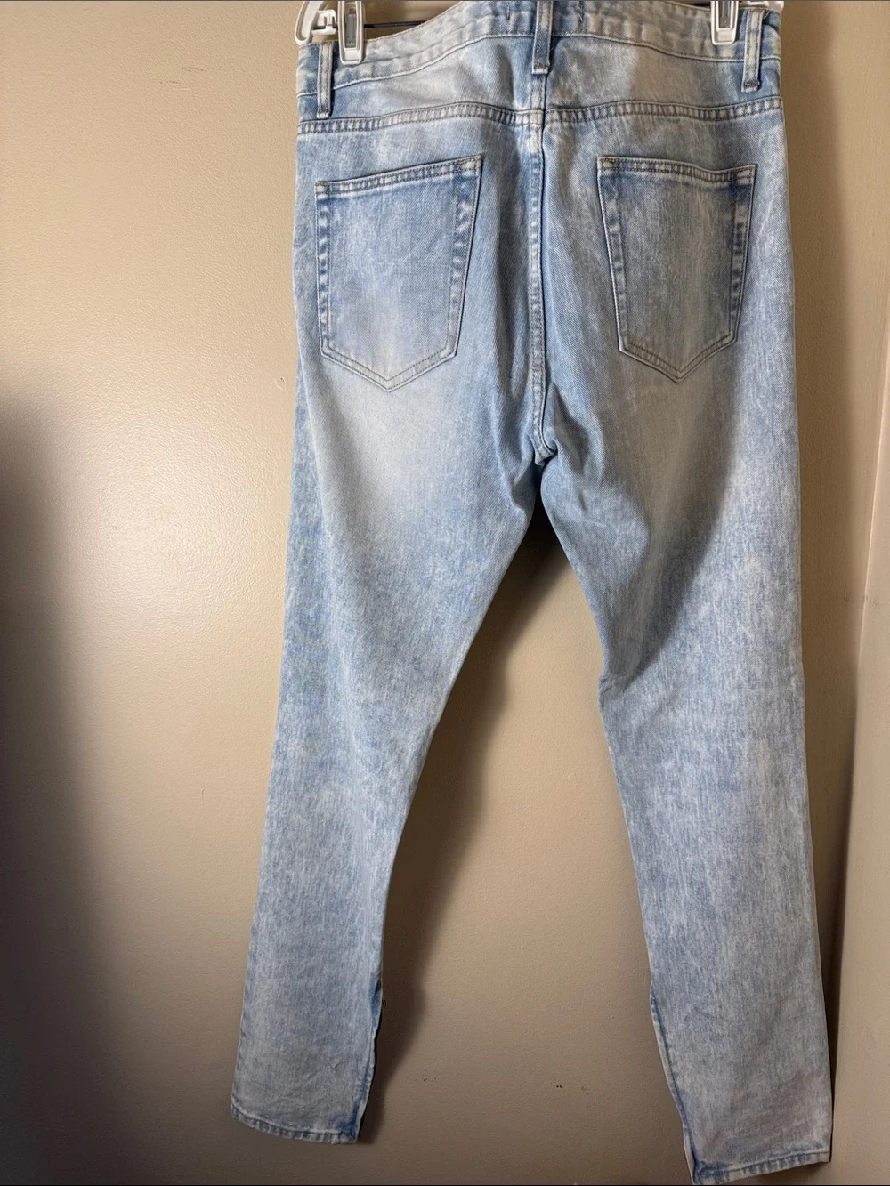 Forever 21 Light Wash Distressed Slim Straight Jeans